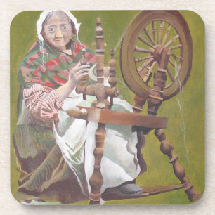 Dessous-de-verre Une Femme Irlandaise Âgée Artiste À Une Roue De Ro