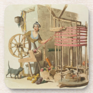 Dessous-de-verre Une laine Skeiner de femme, gravé par l'artiste,