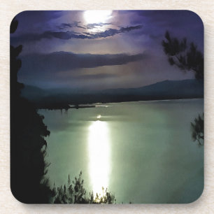 Dessous-de-verre Une Pleine lune Reflétant L'Art Nautique Egéen