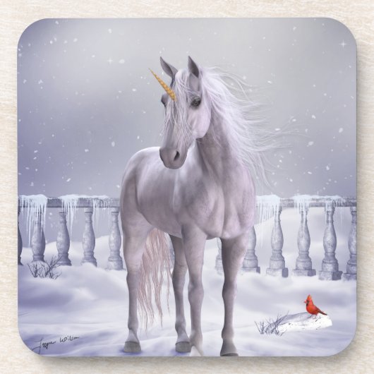 Dessous-de-verre Unicorne dans la neige (Devant)