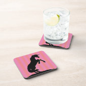 Dessous-de-verre Unicorne d'élevage noir (rayé rose) (Côté Droit)
