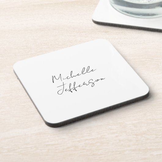 Dessous-de-verre Unique Stylish Moderne Calligraphie Plain Ajouter  (Côté gauche)