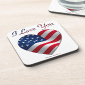Dessous-de-verre USA Flag Heart Je t'aime (Côté gauche)