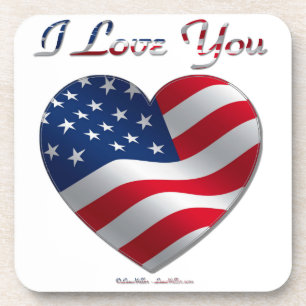 Dessous-de-verre USA Flag Heart Je t'aime