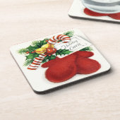 Dessous-de-verre Vacances Cheer Red Mittens Ensemble de Dessous de  (Côté gauche)