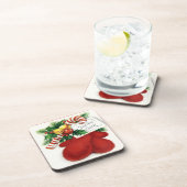 Dessous-de-verre Vacances Cheer Red Mittens Ensemble de Dessous de  (Côté Droit)