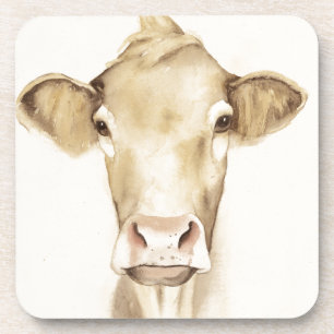 Dessous-de-verre Vache aux animaux   de grange d'aquarelle