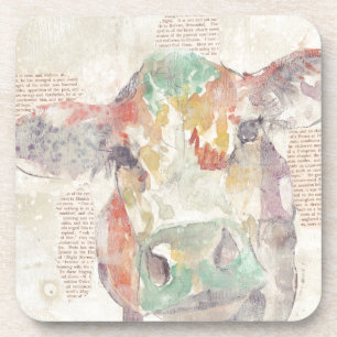 Dessous-de-verre Vache de collage de la ferme aquarelle