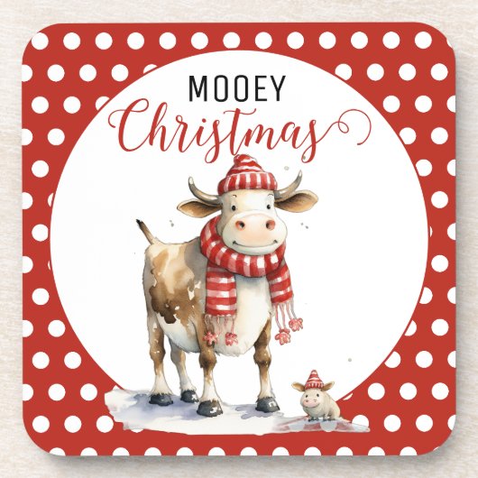 Dessous-de-verre Vache de Noël jeu de mots (Devant)