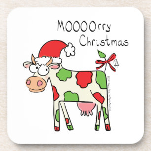 Dessous-de-verre Vache drôle dessin animé Noël vacances