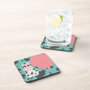 Dessous-de-verre Vache drôle motif cartoon pis rose