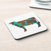 Dessous-de-verre Vache Silhouette Brown et Turquoise (Côté gauche)