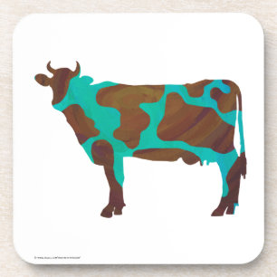 Dessous-de-verre Vache Silhouette Brown et Turquoise