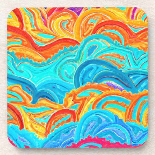 Dessous-de-verre Vague Peinture Motif. Commandez dès maintenant (Devant)