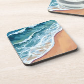Dessous-de-verre Vagues d'océan bleu aquarelle (Côté gauche)