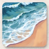 Dessous-de-verre Vagues d'océan bleu aquarelle (Devant)