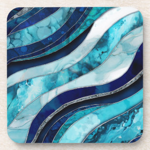 Dessous-de-verre Vagues - Mixte Media Blue Abstrait