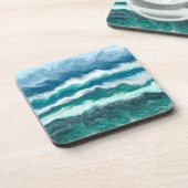 Dessous-de-verre Vagues turquoise et bleu océan (Côté gauche)