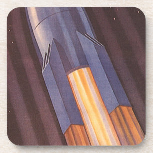 Dessous-de-verre Vaisseaux spatiaux de science-fiction vintage fusé