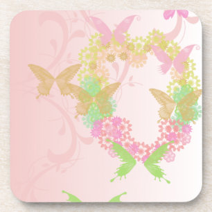 Dessous de verre Valentin avec Fleurs et Papillons
