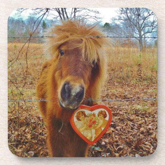 Dessous-de-verre Valentine Heart Miniature Brown Horse (Devant)