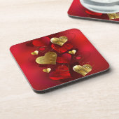 Dessous-de-verre Valentines dorées et rouges (Côté gauche)