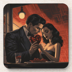 Dessous-de-verre Valentines jour vintage rétro couple comique
