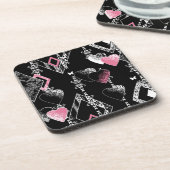 Dessous-de-verre Valentines sans coutures Amour Jour Noir Coeurs mo (Côté gauche)