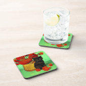 Dessous-de-verre Van Gogh Black Kitten Fleurs rouges (Côté Droit)