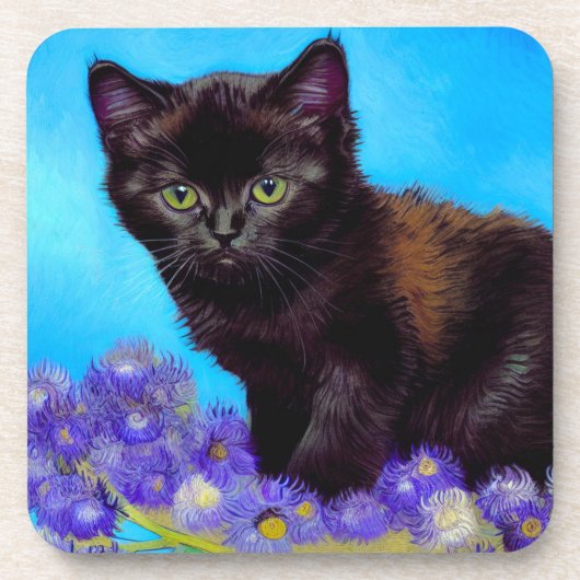 Dessous-de-verre Van Gogh Chat et fleurs (Devant)