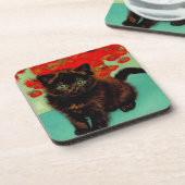 Dessous-de-verre Van Gogh Chat noir Fleurs rouges (Côté gauche)
