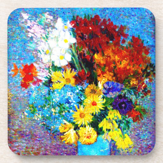 Dessous-de-verre Van Gogh Flowers dans un Vase Bleu (Devant)