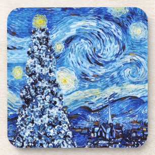 Dessous-de-verre Van Gogh - La nuit étoilée - Noël blanc