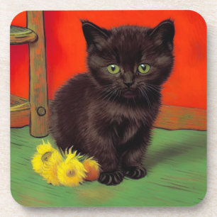 Dessous-de-verre Van Gogh Style Chat noir