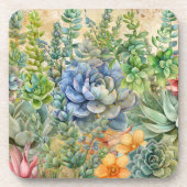 Dessous-de-verre Variété de Succulentes (Devant)