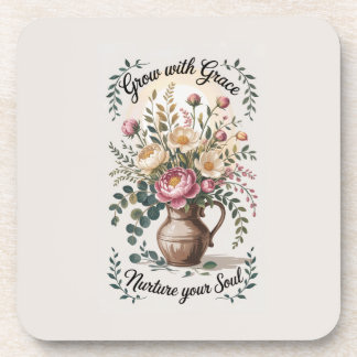Dessous-de-verre Vase Avec Floraux Croissance Avec Citation Grace