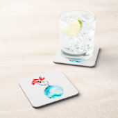 Dessous-de-verre Vase bleu Ikebana aquarelle art (Côté Droit)