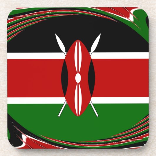 Dessous-de-verre Vecteur Drapeau Dynamique Kenyan : Un Design Énerg (Devant)