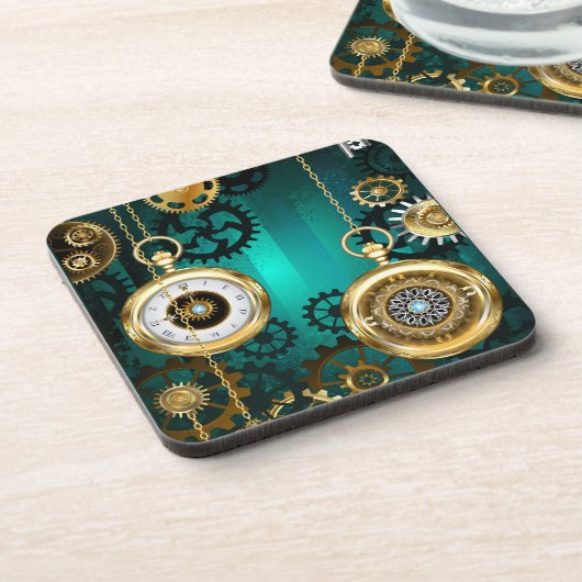 Dessous-de-verre Veille bijoux Steampunk sur un Arrière - plan vert (Côté gauche)