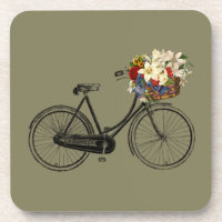 Vélo vélo fleur set de boisson coasters Taupe