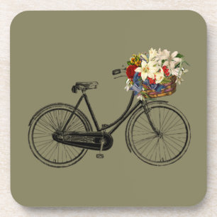 Dessous-de-verre Vélo vélo fleur set de boisson coasters Taupe
