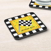 Dessous-de-verre Ventilateur de course automobile À damiers Nom du (Côté gauche)