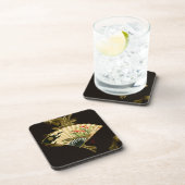 Dessous-de-verre Ventilateur oriental criblé au design floral (Côté Droit)