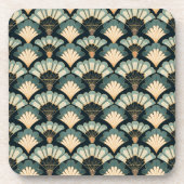 Dessous-de-verre Ventilateur Turquoise et beige d'inspiration japon (Devant)