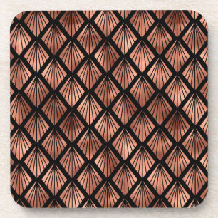 Dessous-de-verre Ventilateurs rose Gold Art Déco sur Noir