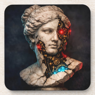 Dessous-de-verre Vénus mécanique : Art de statue cyberpunk