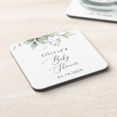 Dessous-de-verre Verdure, Eucalyptus Feuilles, Boho, Baby shower (Côté gauche)