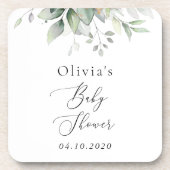 Dessous-de-verre Verdure, Eucalyptus Feuilles, Boho, Baby shower (Devant)