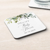 Dessous-de-verre Verdure, Eucalyptus Feuilles, Boho, Baby shower (Côté gauche)