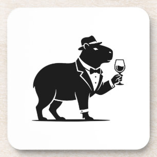 Dessous-de-verre Verre à vin capybara drôle minimaliste moderne